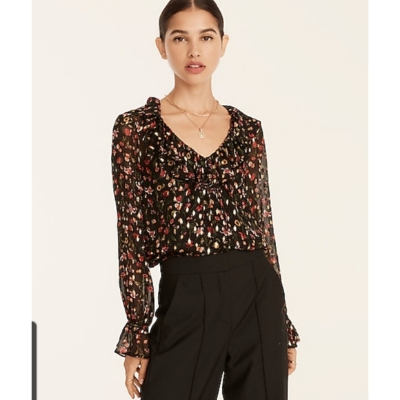 35. NWOT J.Crew Ruffleneck top in midnight vintage floral - Picture 2 of 7